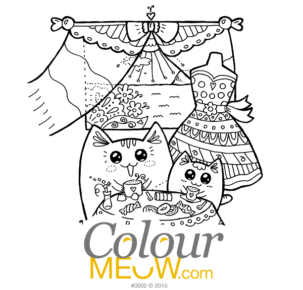 0002-Colour-Meow-Cat-Colouring-Page-Tea-time-Yoko-Cats-sea-summer-sneak-preview_web
