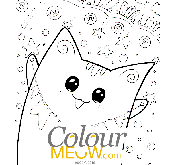 0005-Colour-Meow-Cat-Colouring-Page-Neko-Yoko-stars-celebrate-party-Christmas-sneak-preview_web